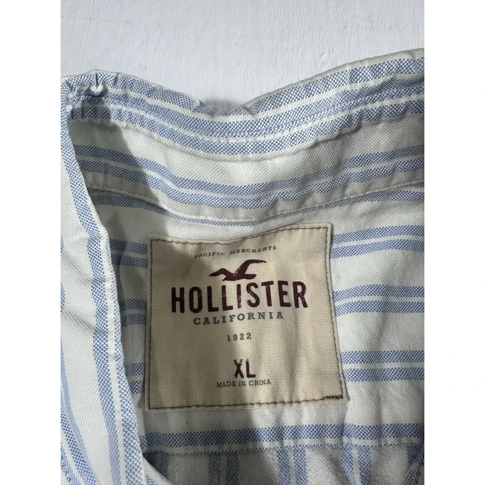 Hollister California Y2K Button Up Long Sleeve Collared Striped Shirt Mens SZ XL - Picture 3 of 7